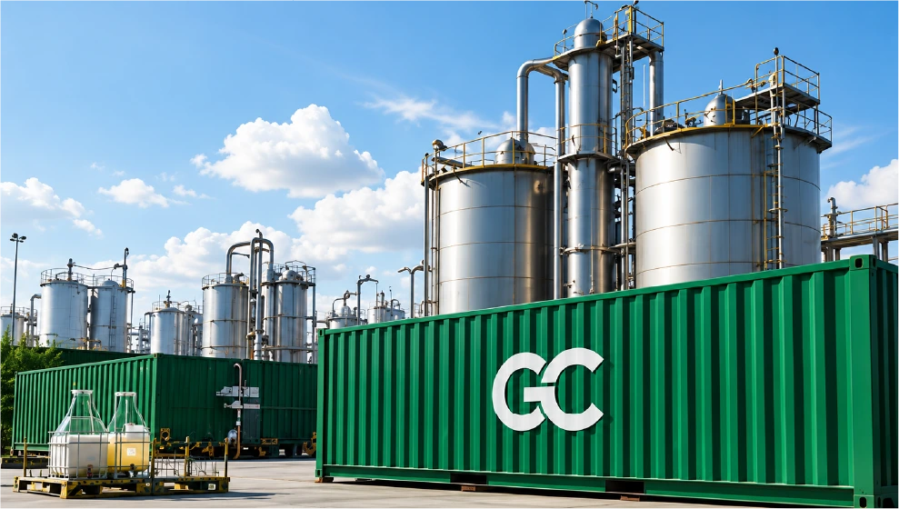 GreenChem green containers at an industrial facility