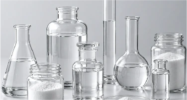 Laboratory glassware with chemical samples