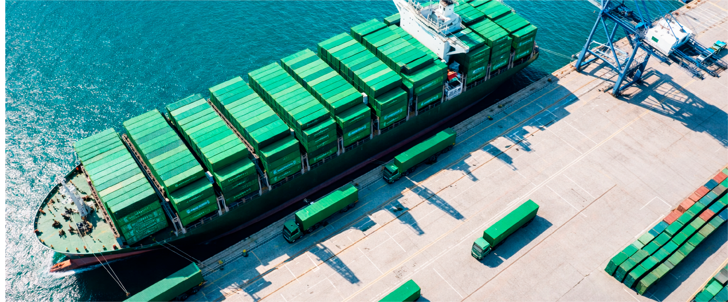 Container ship and port operations for import and export